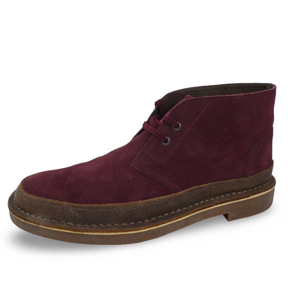 Clarks Men's US 8 M Bushacre Rand Chukka Suede Leather Boots Burgundy